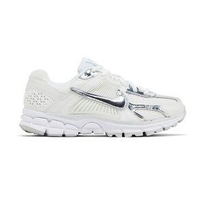 Nike White and Metallic Silver Running Shoes